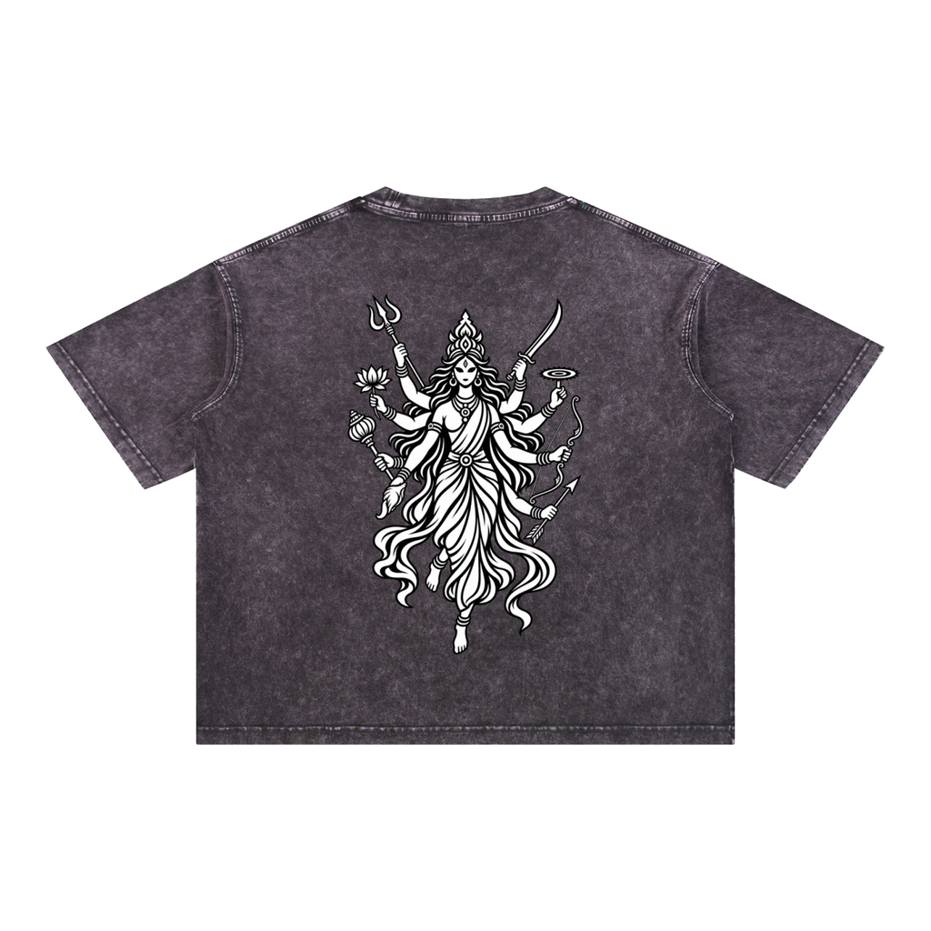 Mahishasura Mardini - Mineral Wash Boxy Cotton T-Shirt