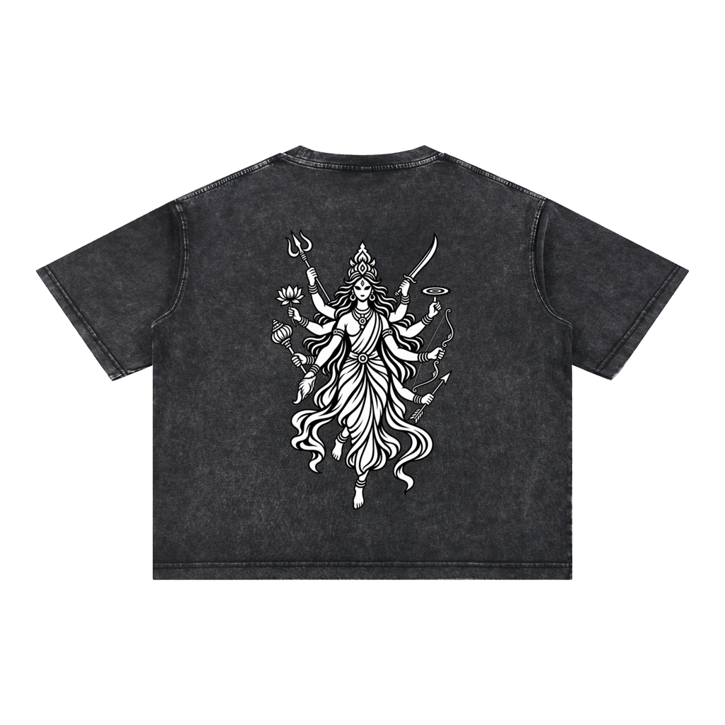 Mahishasura Mardini - Mineral Wash Boxy Cotton T-Shirt