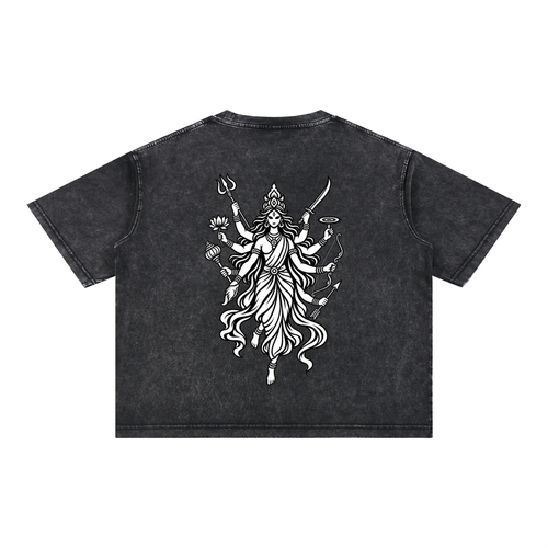Mahishasura Mardini - Mineral Wash Boxy Cotton T-Shirt