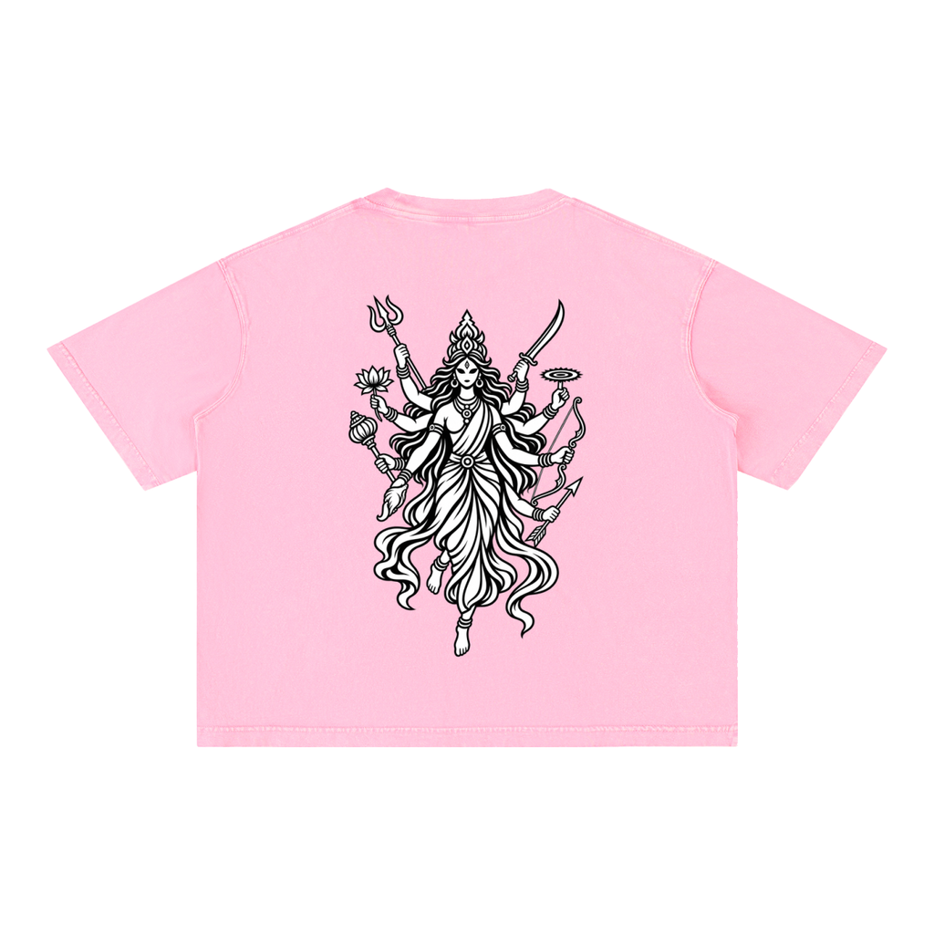 Mahishasura Mardini - Mineral Wash Boxy Cotton T-Shirt
