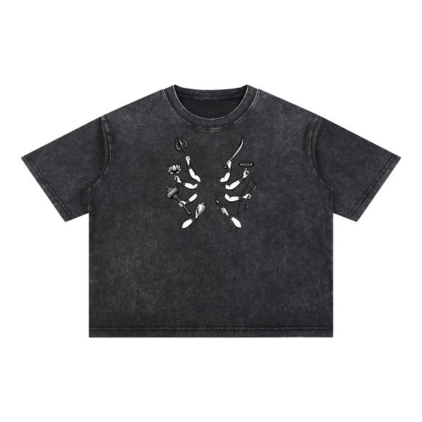 Mahishasura Mardini - Mineral Wash Boxy Cotton T-Shirt