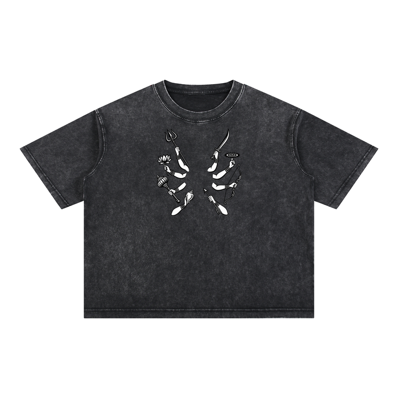 Mahishasura Mardini - Mineral Wash Boxy Cotton T-Shirt