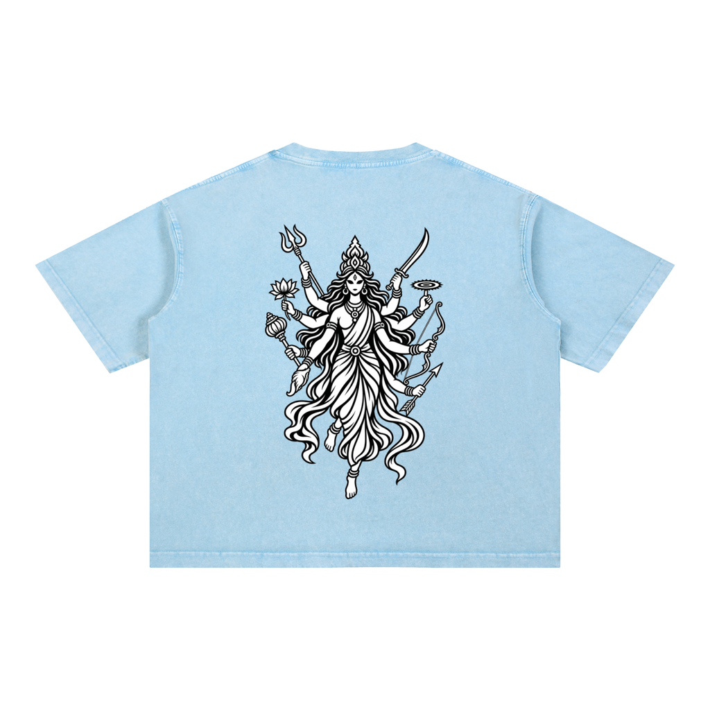 Mahishasura Mardini - Mineral Wash Boxy Cotton T-Shirt