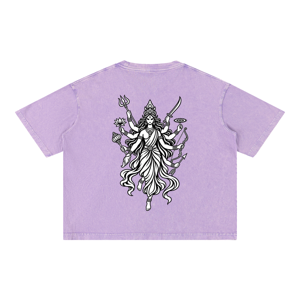 Mahishasura Mardini - Mineral Wash Boxy Cotton T-Shirt