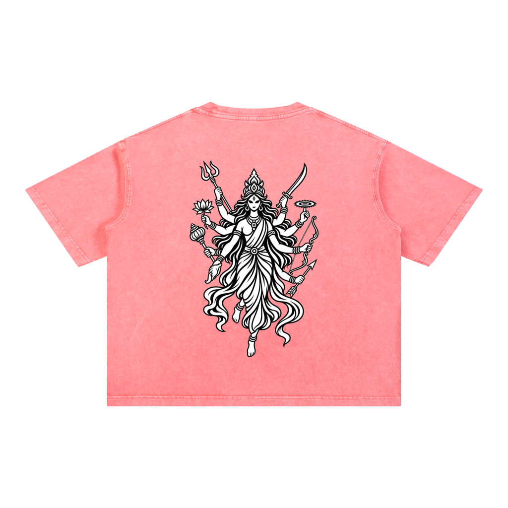 Mahishasura Mardini - Mineral Wash Boxy Cotton T-Shirt